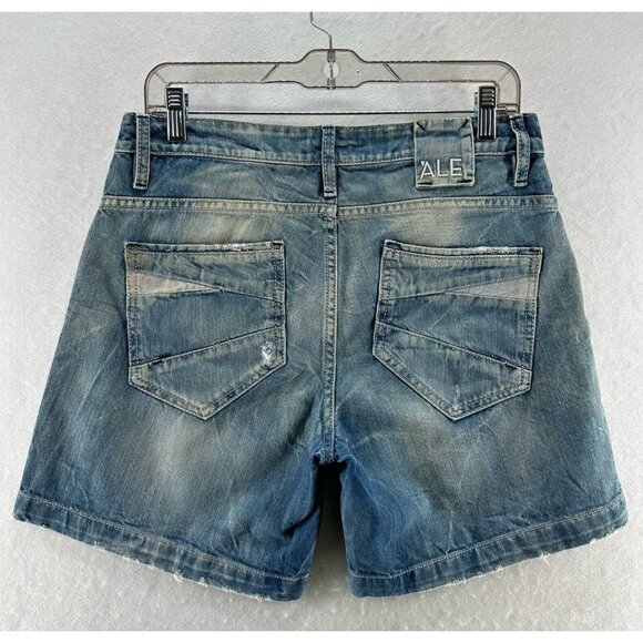 ALE Denim Shorts Womens Size 28 Boyfriend Distressed Light Washed Cotton Blue - Picture 2 of 9
